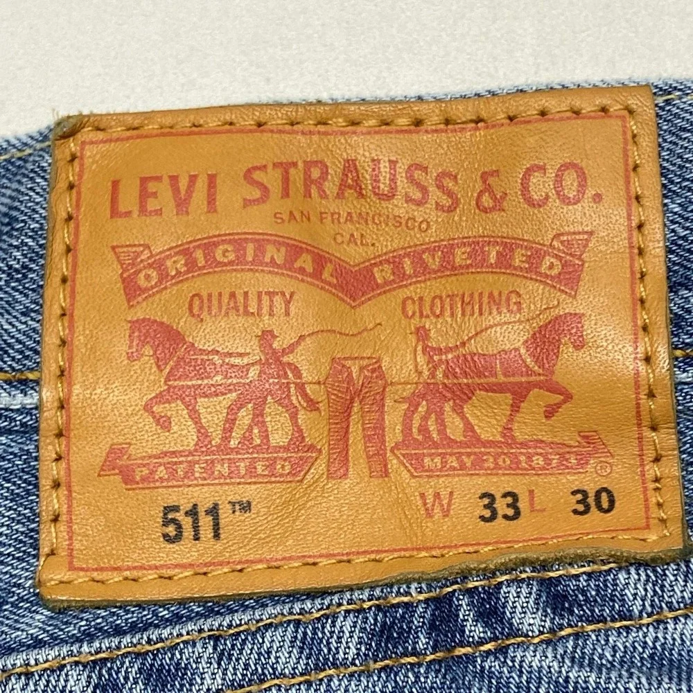 Levi's 511 Skinny Jeans Men W33 X L30 Blue Denim 5-Pocket Design Distressed